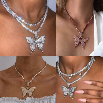 Women’s Crystal Butterfly Pendant Necklace