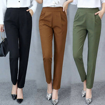 Ladies High Waist Slim Fit Office Pants