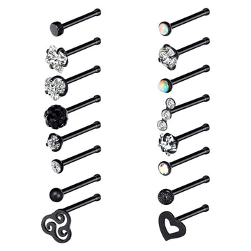 16SetPCS Surgical Steel Nose Studs