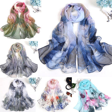 Women’s Floral Satin Silk Head Scarf