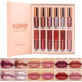 12Pcs Velvet Matte Liquid Lipstick Set, Waterproof Long Lasting Quick-drying Non-Stick Cup Nude Lip Stain Kit, Up to 24H Wear, Professional Lip Makeup Gift Kit for Women (SET A)