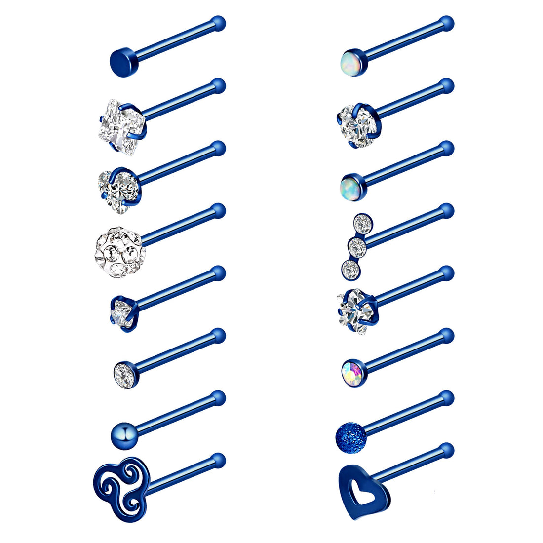 16SetPCS Surgical Steel Nose Studs