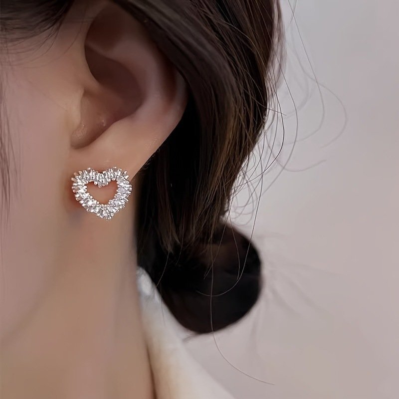 Women’s Silver Plated Heart Stud Earrings