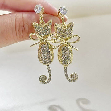 Women’s Pearl Zircon Bowknot Drop Earrings