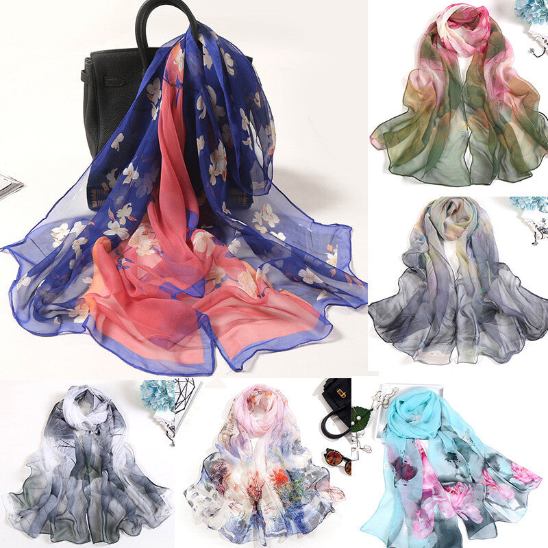 Women’s Floral Satin Silk Head Scarf