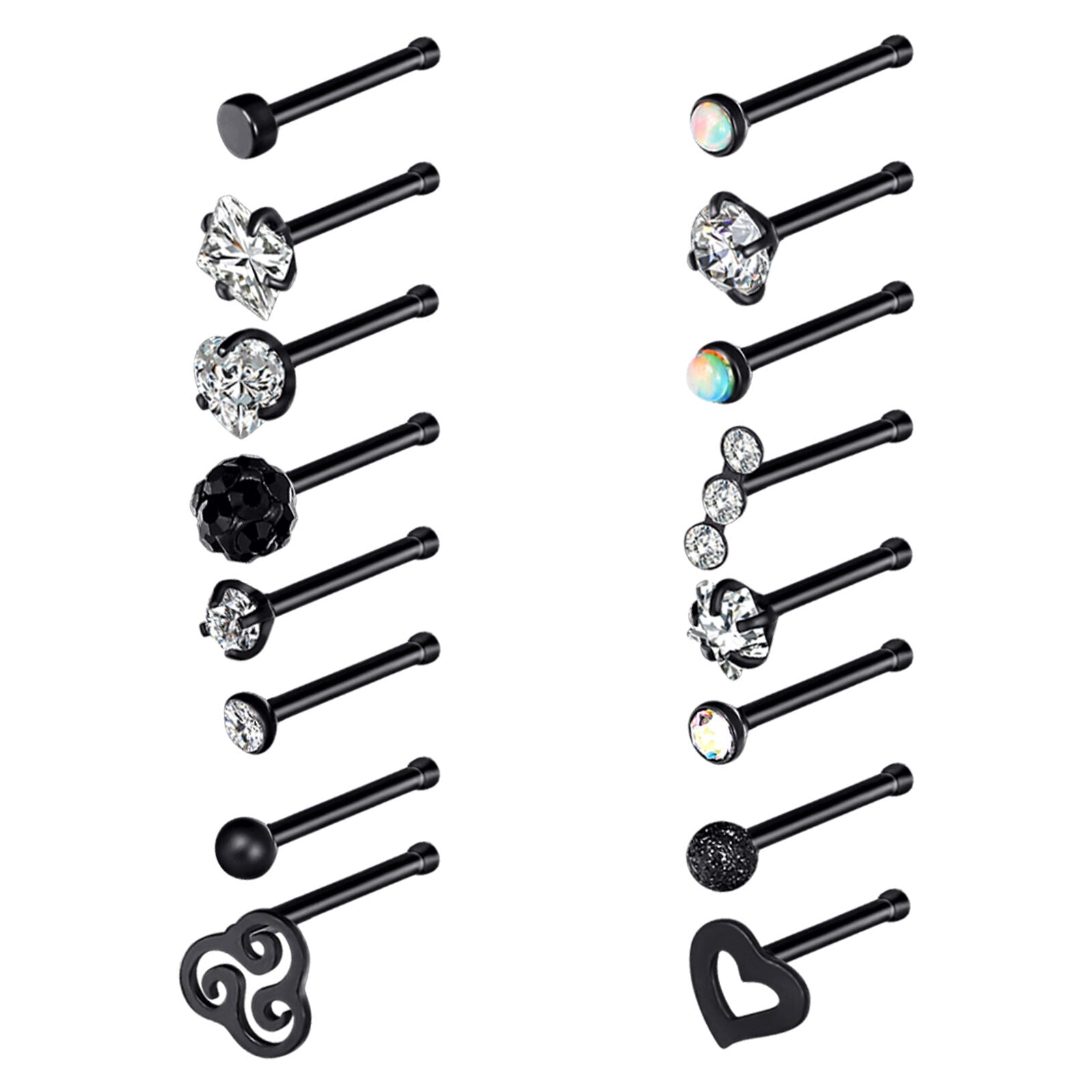 16SetPCS Surgical Steel Nose Studs