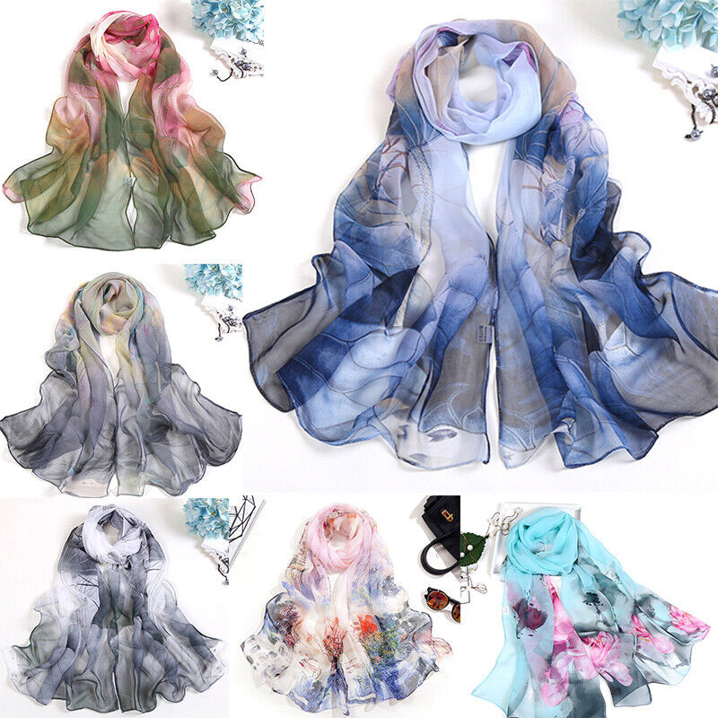 Women’s Floral Satin Silk Head Scarf